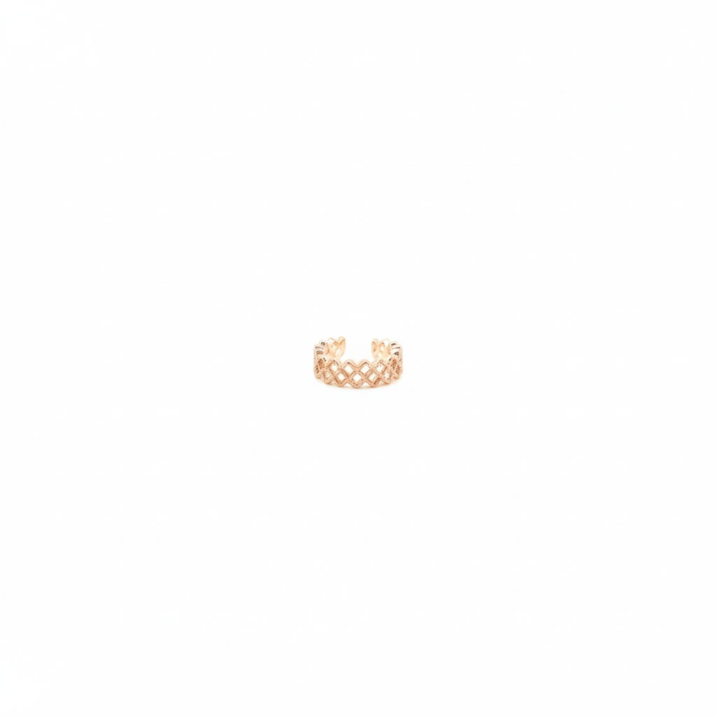 Eleganter Damen Ear Cuff Mit Feinem Flechtmuster Goldfarbener