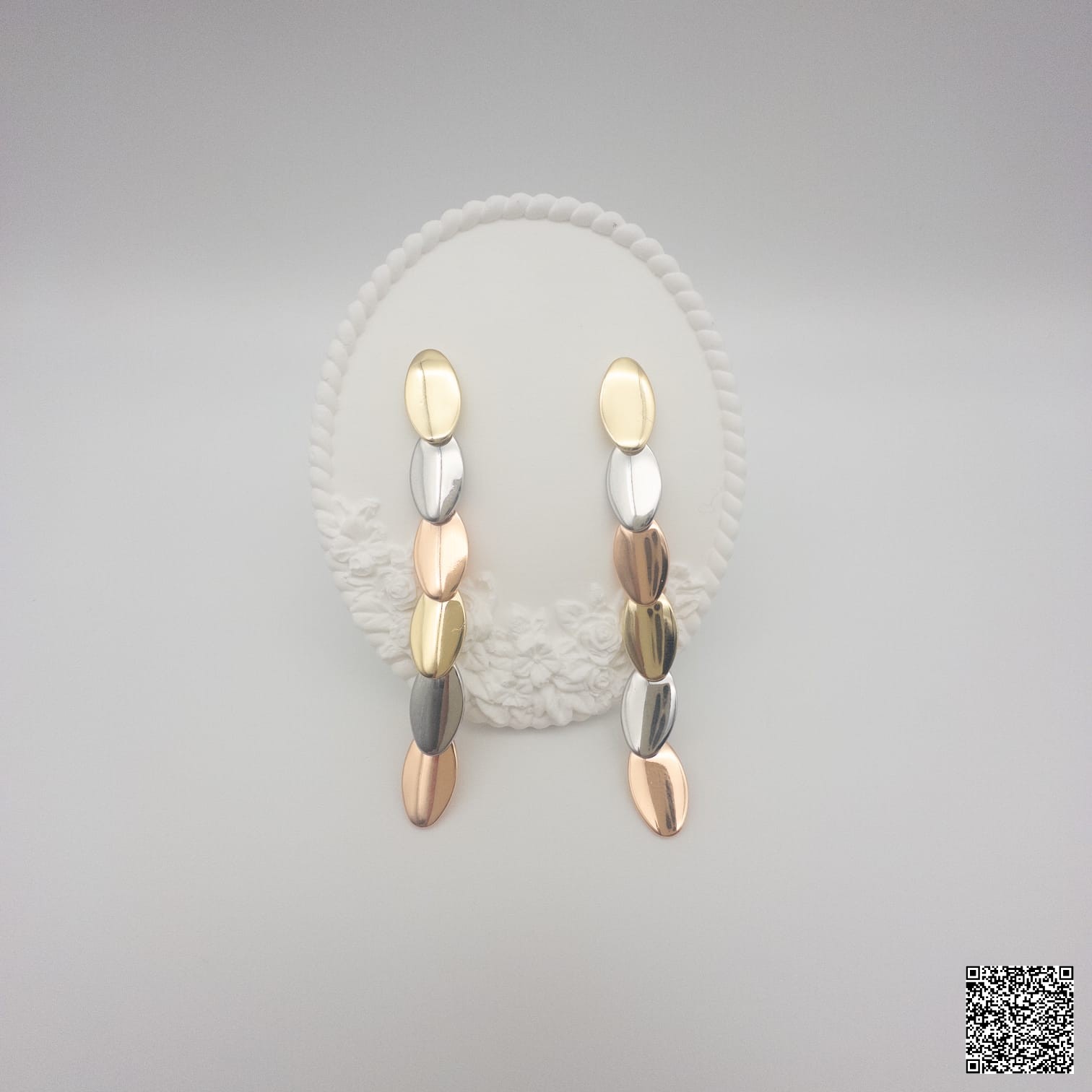 Goldene Mehrfarbige Hängeohrringe Elegante Damen Ohrhänger