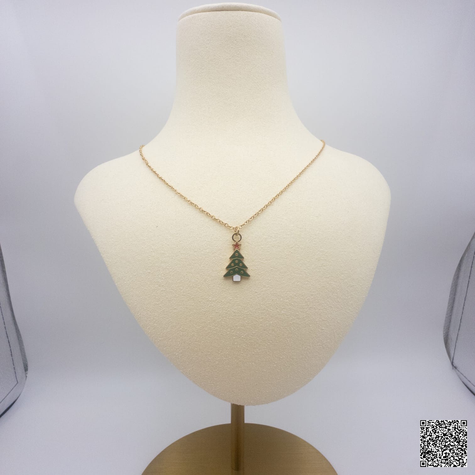 Weihnachtsbaum Halskette Festlicher Anhänger In Goldoptik