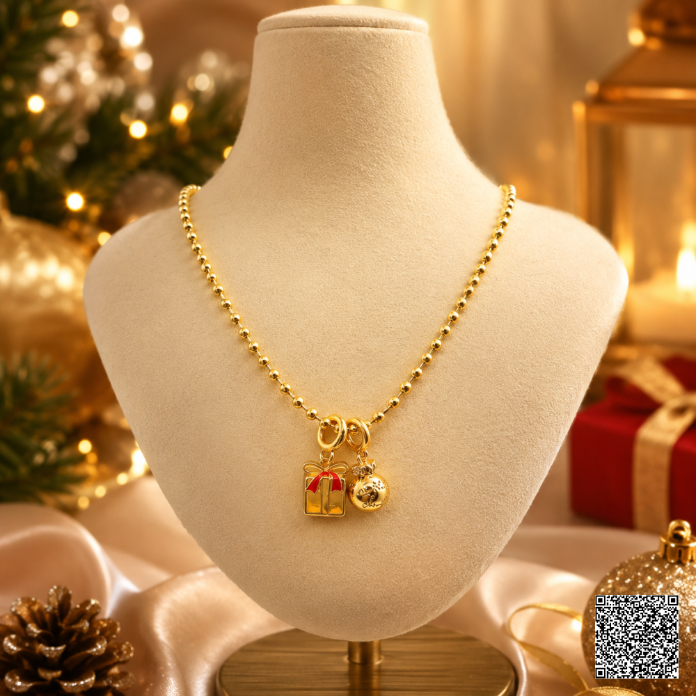 Elegante Weihnachts-Halskette Mit Geschenk & Christbaumkugel