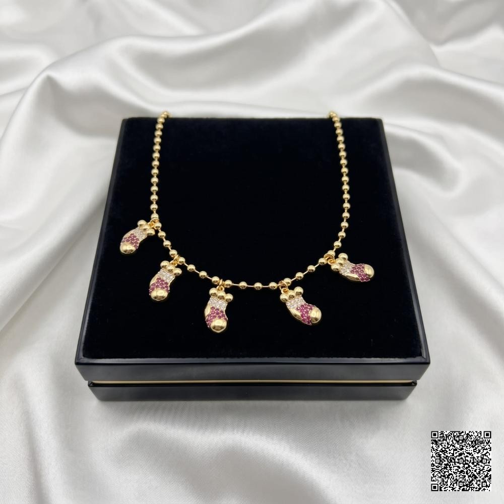 Süße Bärentatzen Halskette Mit Rosa Zirkonia Für Damen Elegante