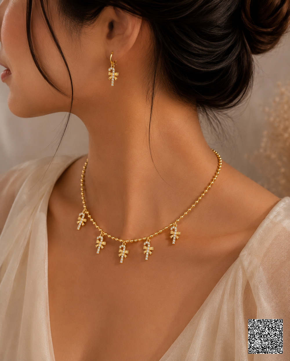 Elegantes Goldfarbenes Schmuckset Mit Palmenanhängern Halskette &