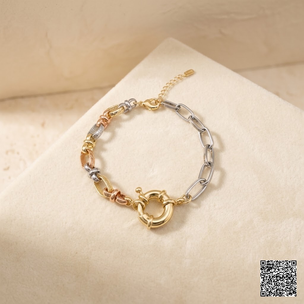 Elegantes Dreifarbiges Gliederarmband Für Damen