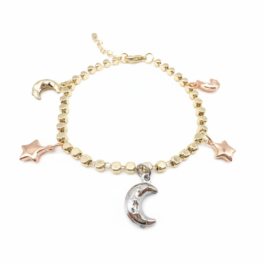 Mond & Sterne Charm-Armband Elegantes Damenarmband In Goldoptik