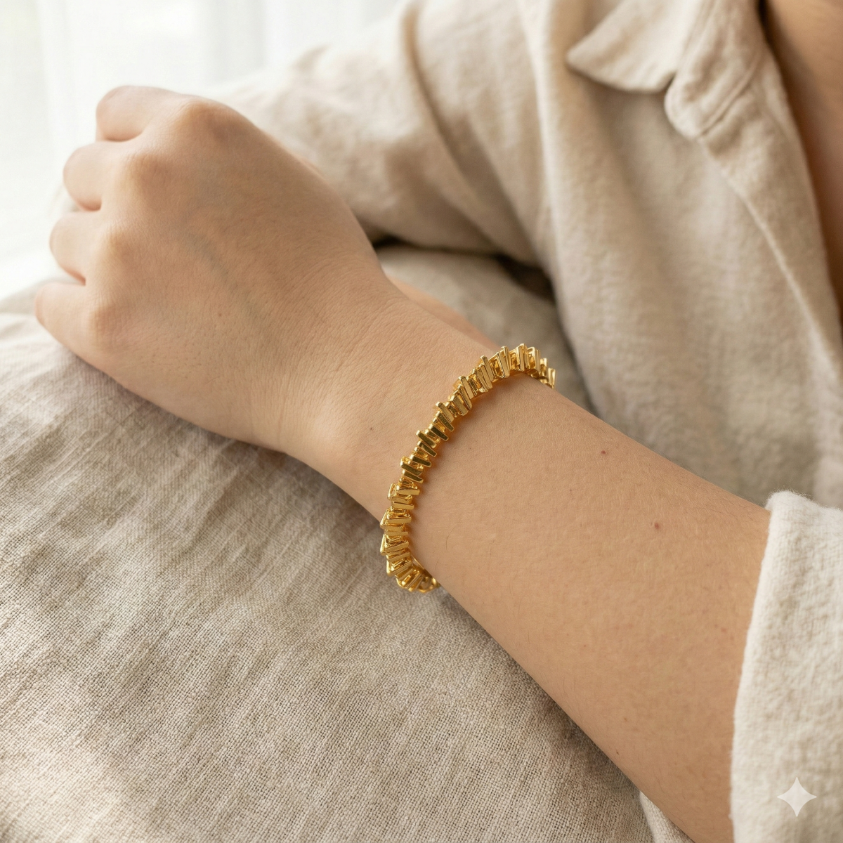 Damen Armband Gold/Silber Mit Modernem Glieder-Design