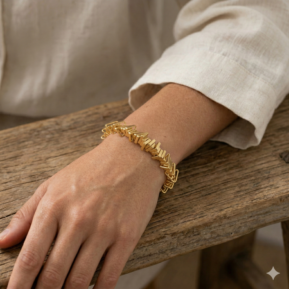 Damen Armband Gold/Silber Mit Modernem Glieder-Design