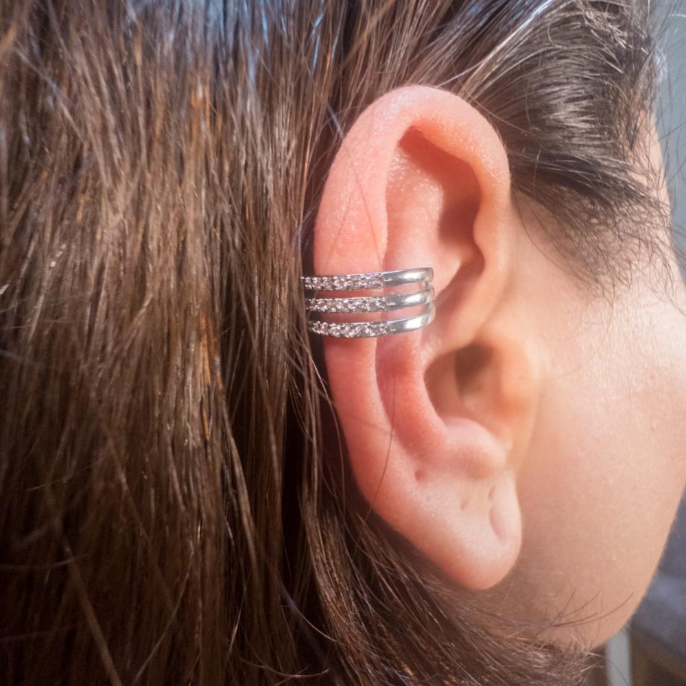 Ear Cuff Damen Silber Bunter Zirkonia Ohrschmuck