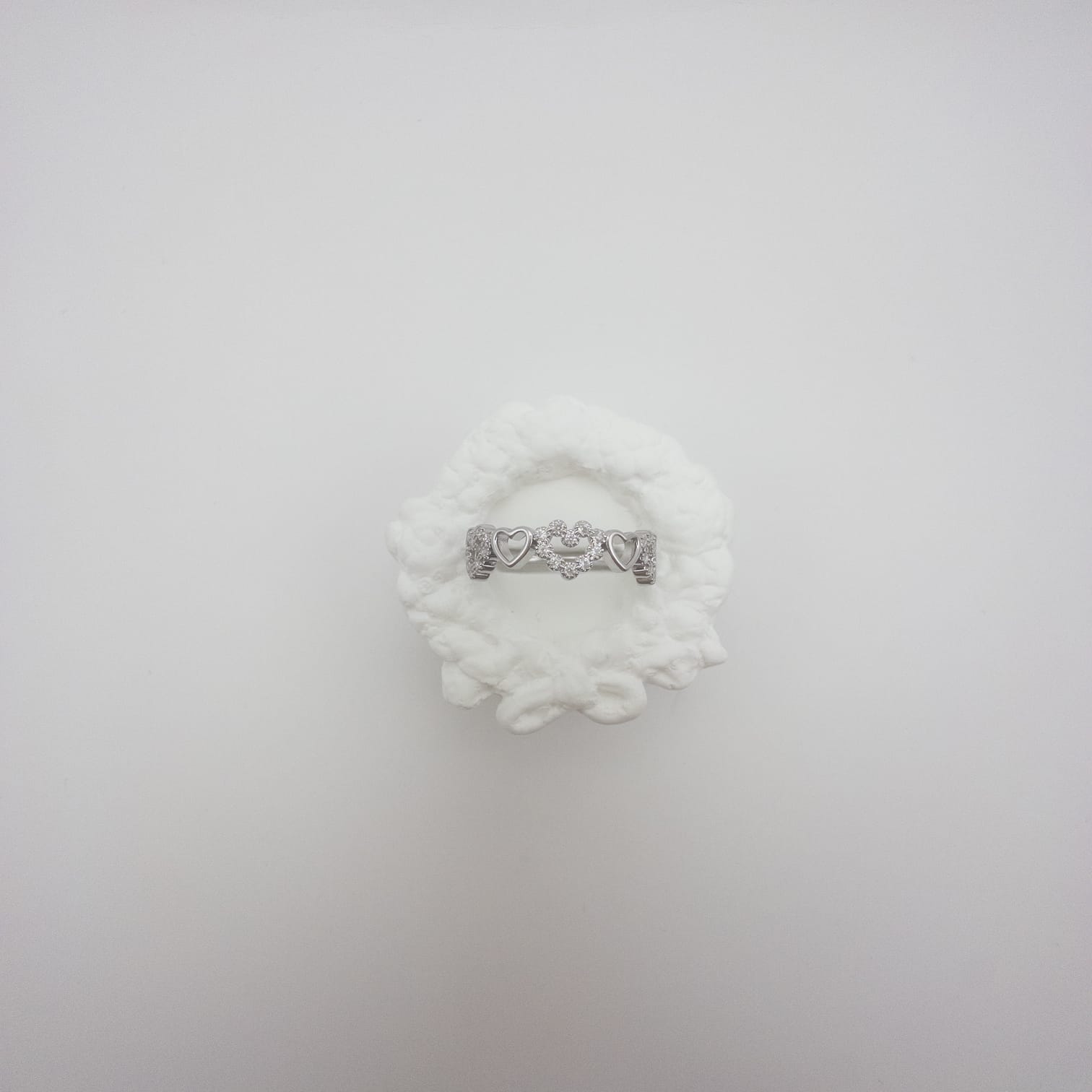 Eleganter Herz Ring Silber Mit Funkelndem Blumenmotiv