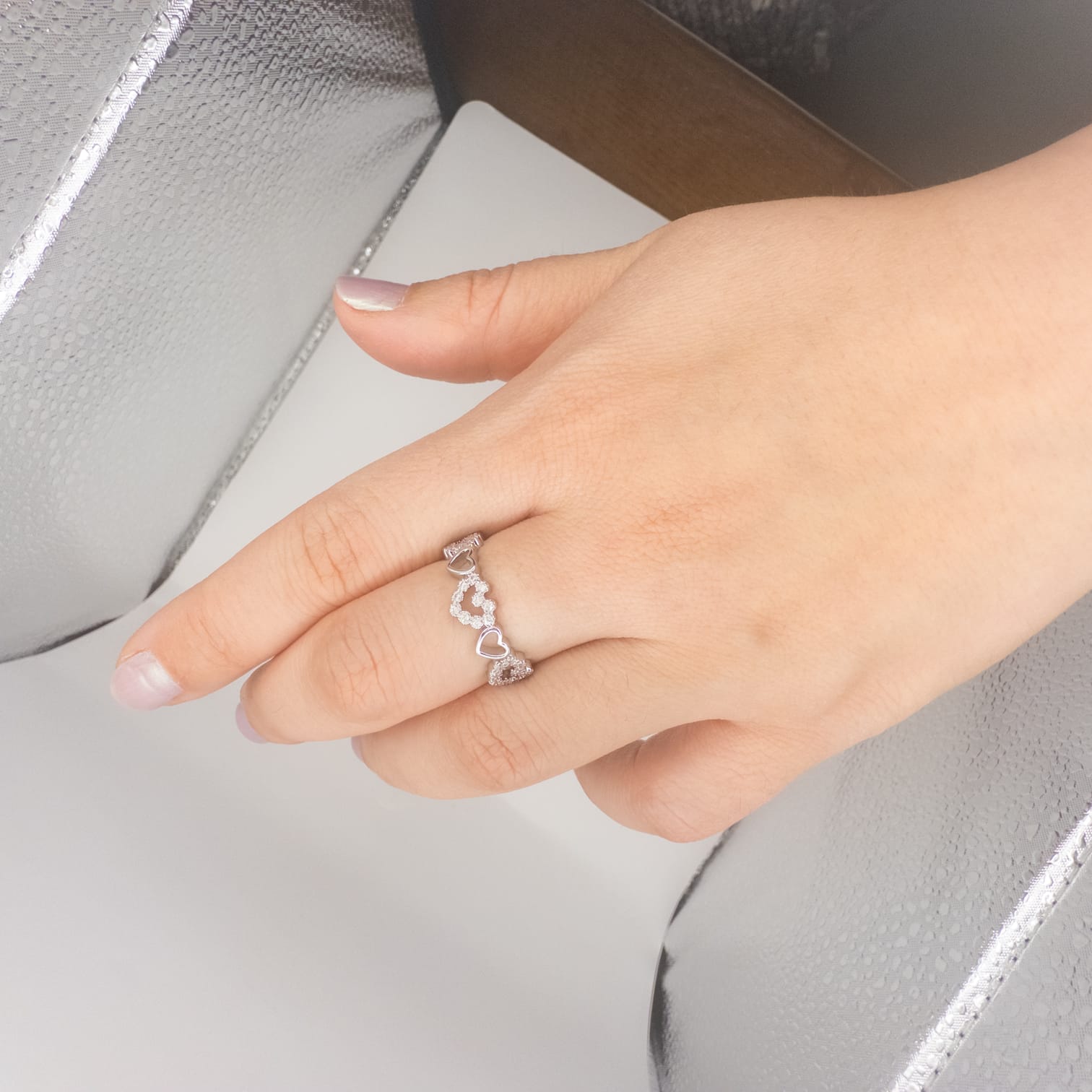 Eleganter Herz Ring Silber Mit Funkelndem Blumenmotiv
