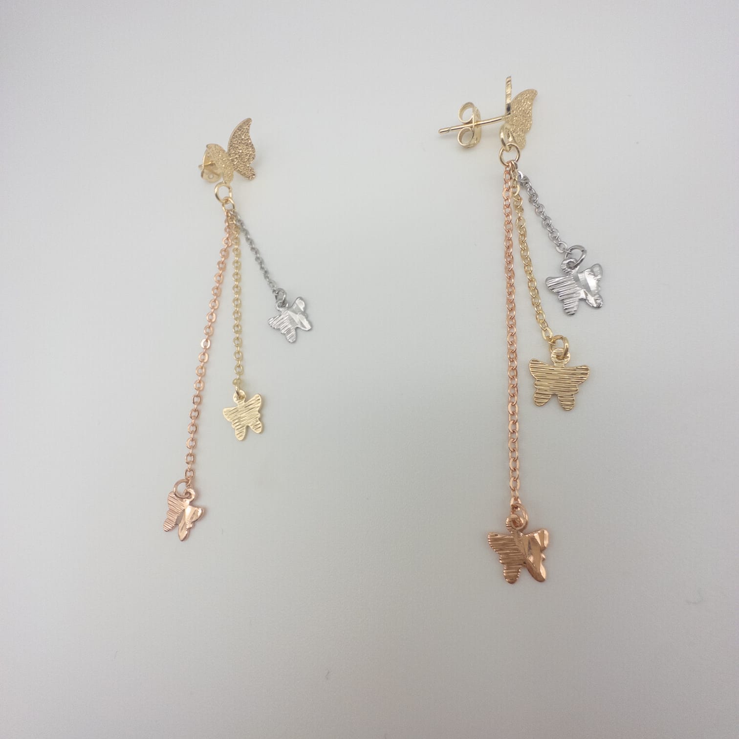 Dreifarbige Schmetterling Hängeohrringe Für Damen Elegante Lange