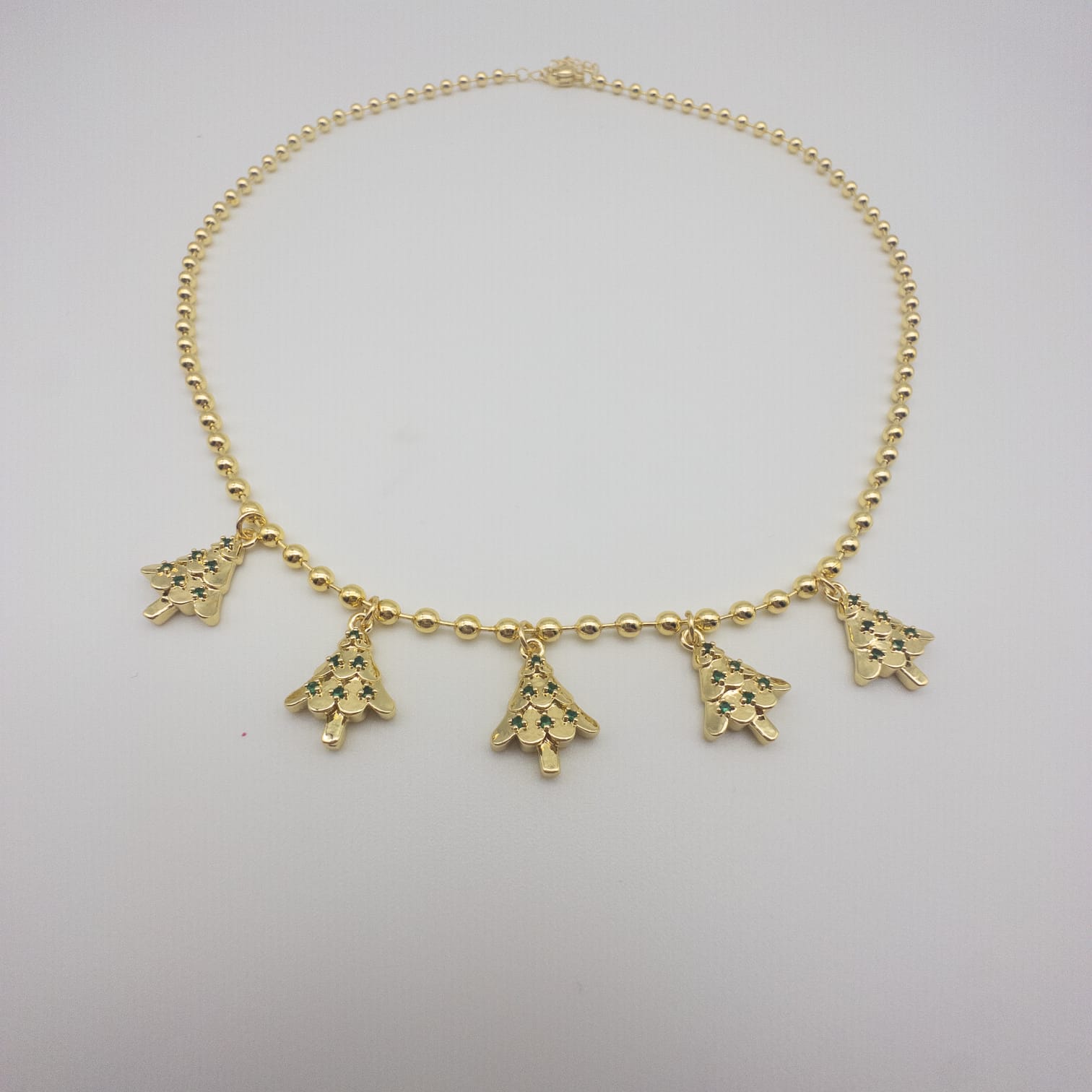 Elegante Weihnachtsbaum Halskette In Gold Damenkette Mit Fünf