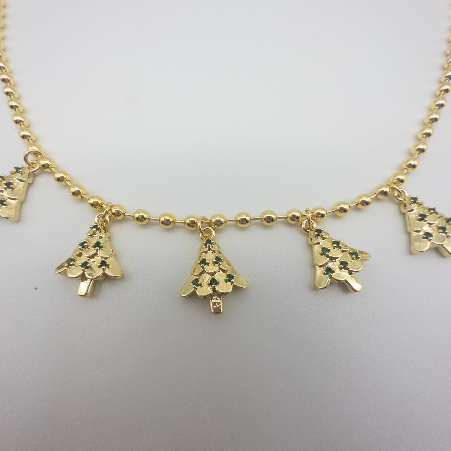 Elegante Weihnachtsbaum Halskette In Gold Damenkette Mit Fünf