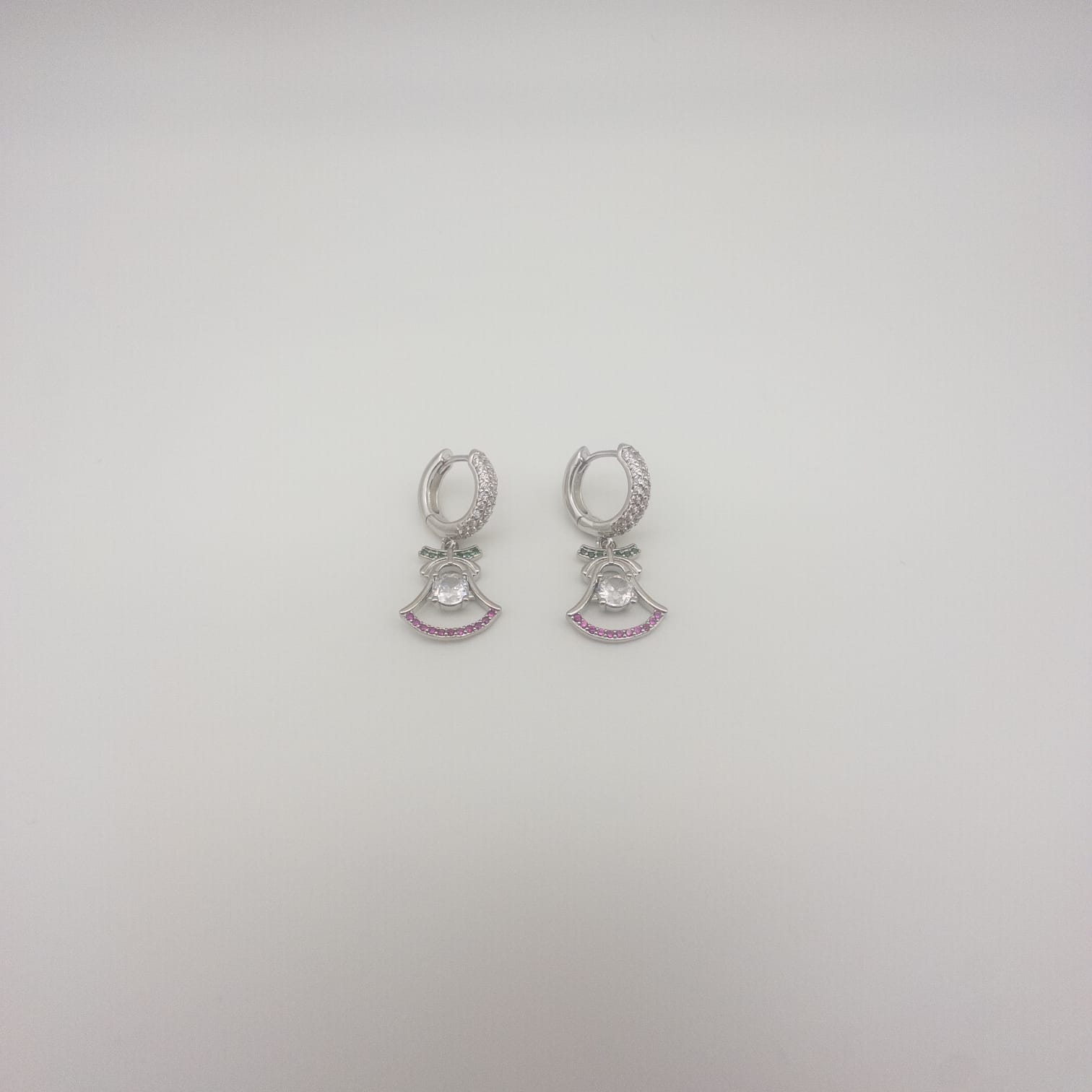 Silberne Weihnachtsengel Ohrringe Mit Zirkonia & Rosa Details