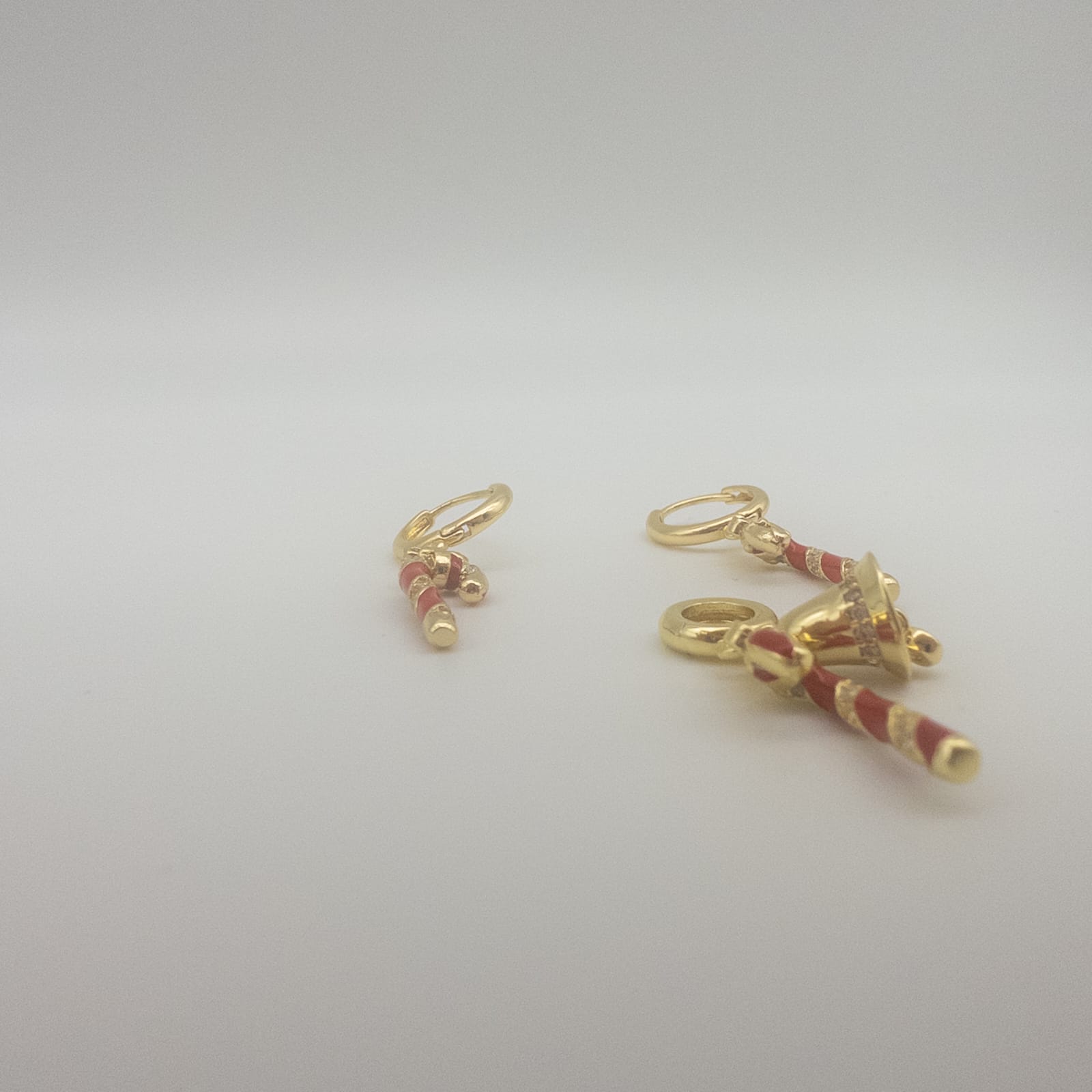 Weihnachts Schmuckset Mit Zuckerstangen Ohrringen Und Ring Roter