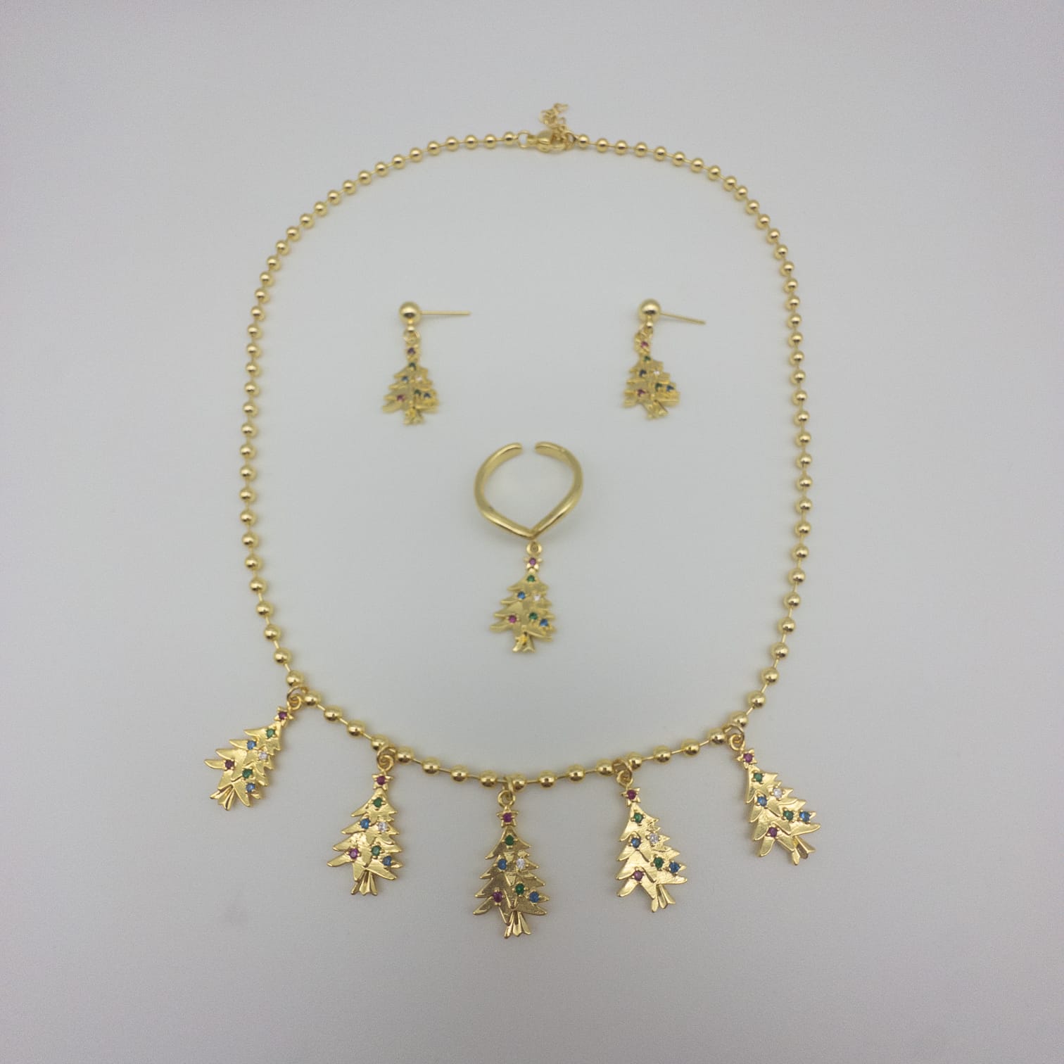 Elegantes Weihnachts-Schmuckset Mit Weihnachtsbaum-Halskette
