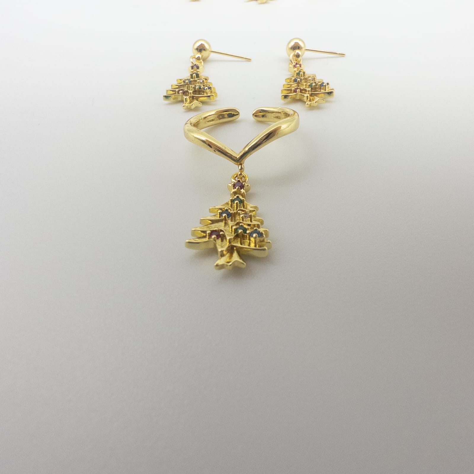 Elegantes Weihnachts-Schmuckset Mit Weihnachtsbaum-Halskette