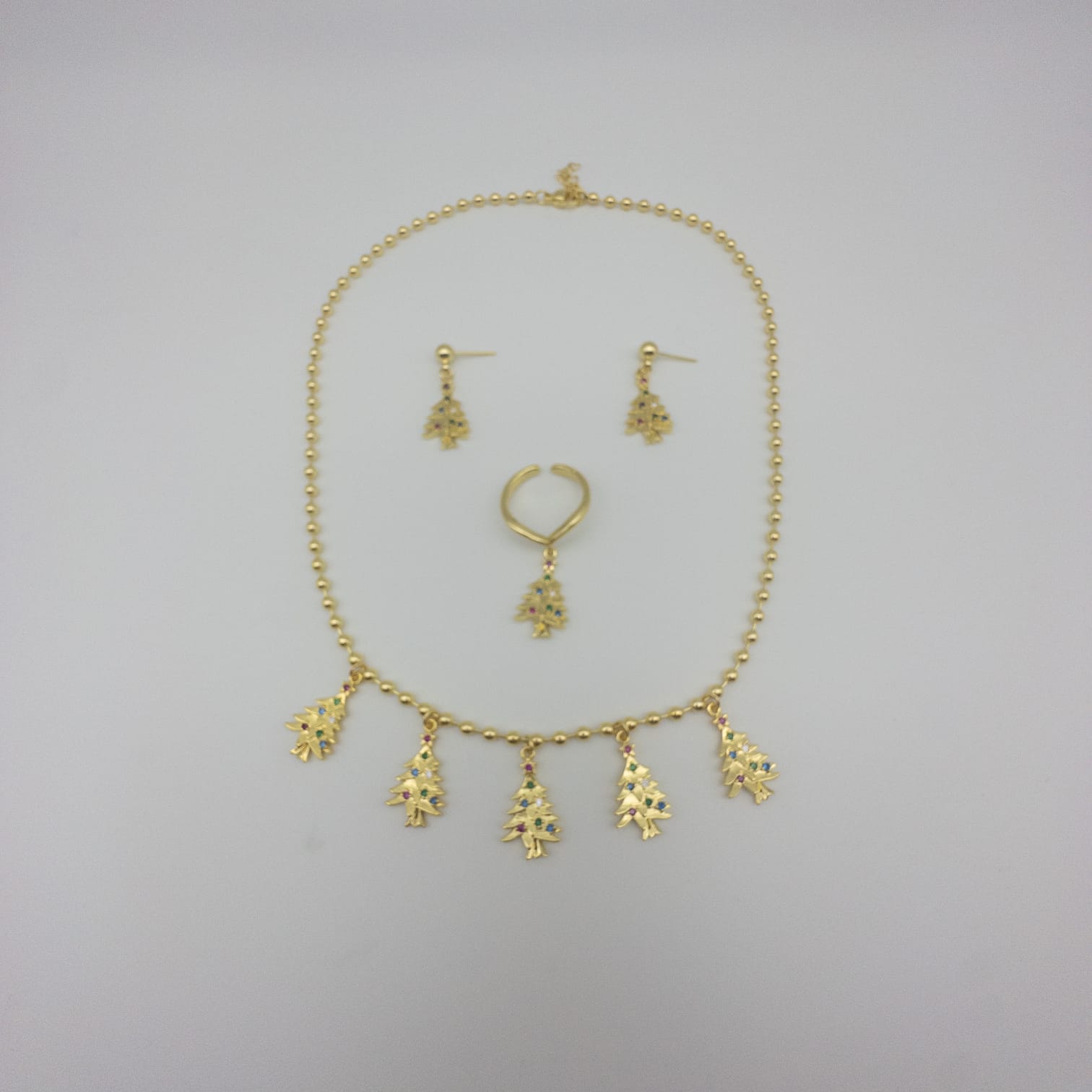 Elegantes Weihnachts-Schmuckset Mit Weihnachtsbaum-Halskette