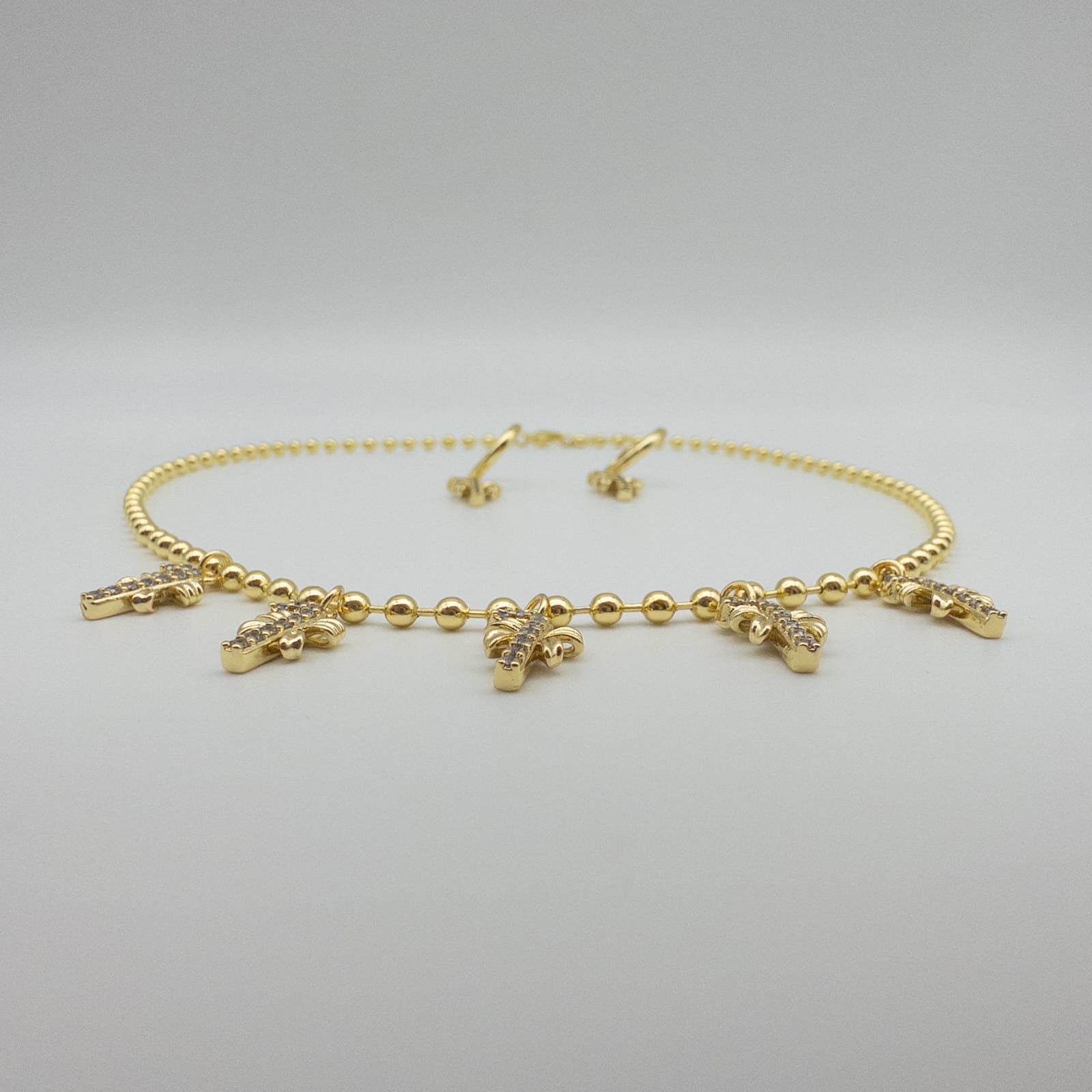 Elegantes Goldfarbenes Schmuckset Mit Palmenanhängern Halskette &