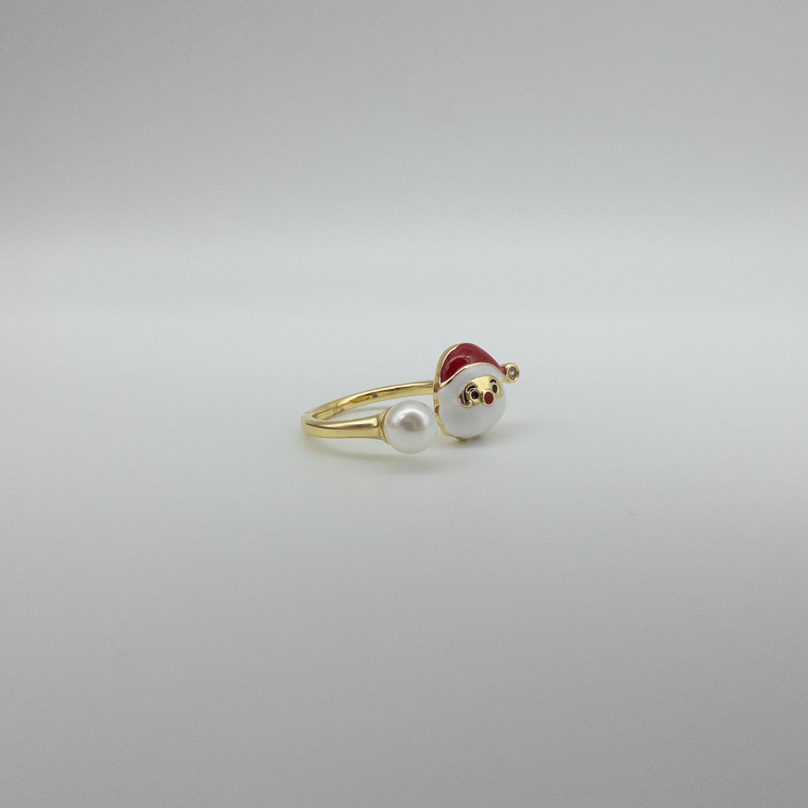 Verstellbarer Goldfarbener Damenring Mit Weihnachtsmann- Und