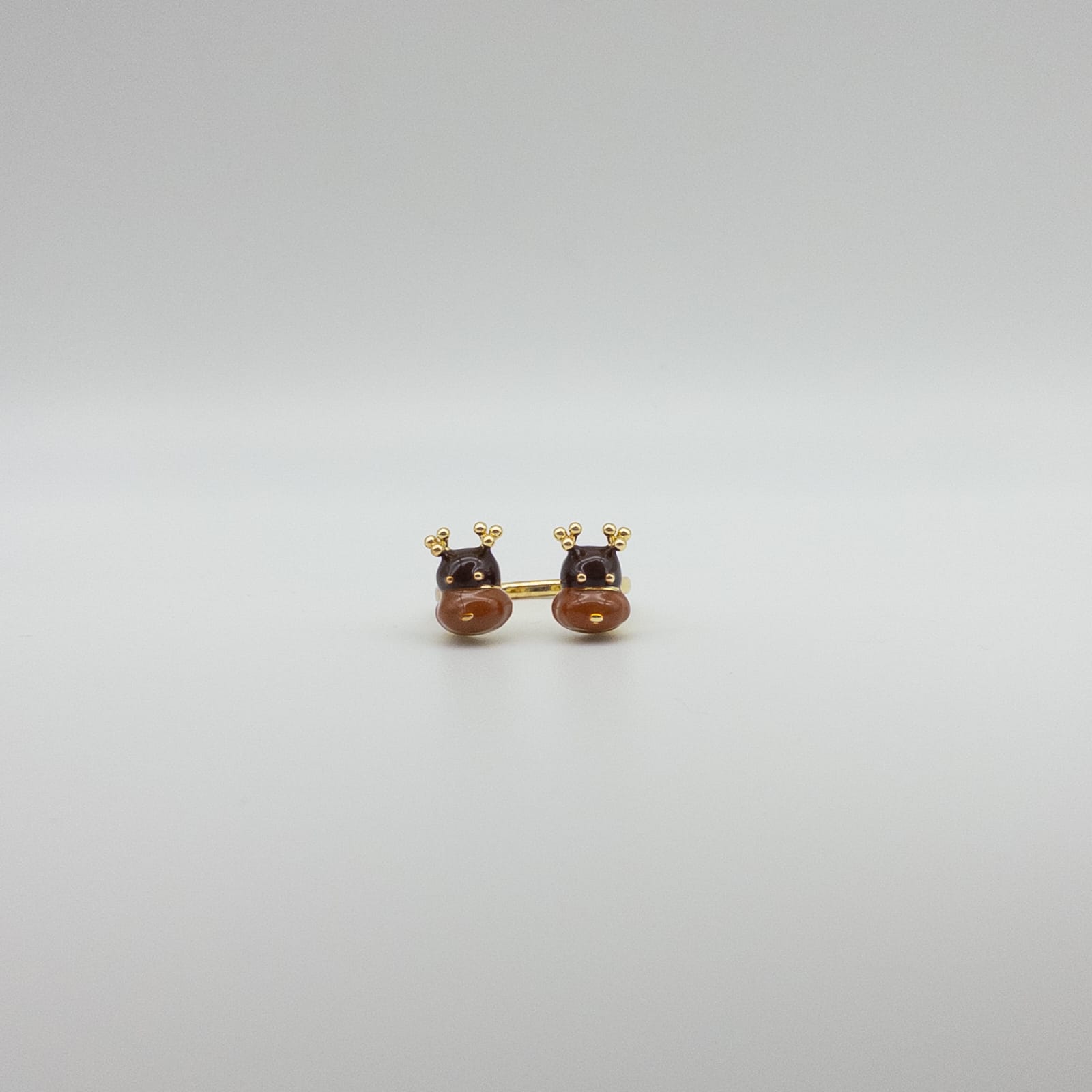 2Er-Set Verstellbare Damenringe Mit Braunem Teddybär-Design