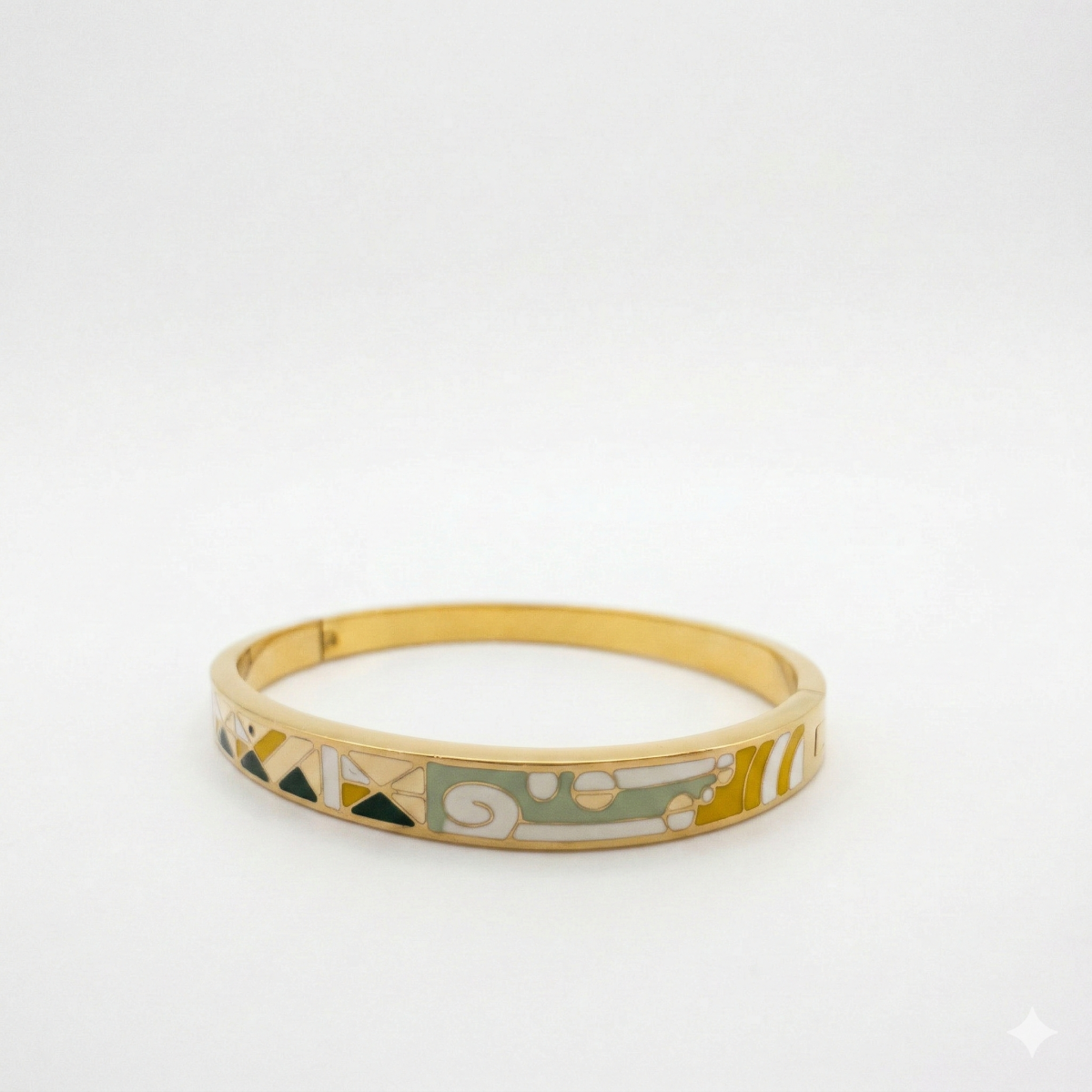 Eleganter Armreif Mit Geometrischem Muster In Gold Und Weiß