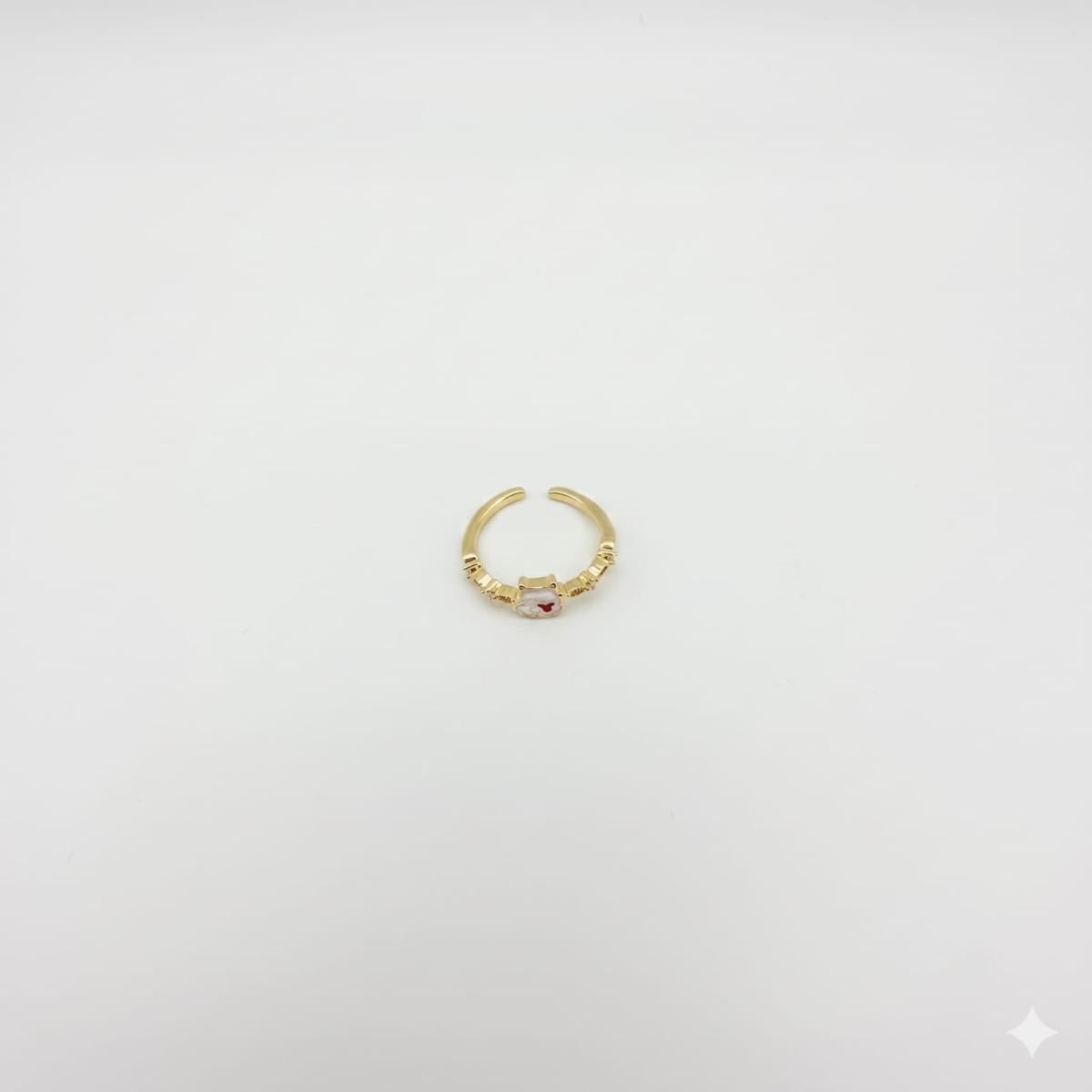 Süßer Katzenring Mit Herz Goldfarben