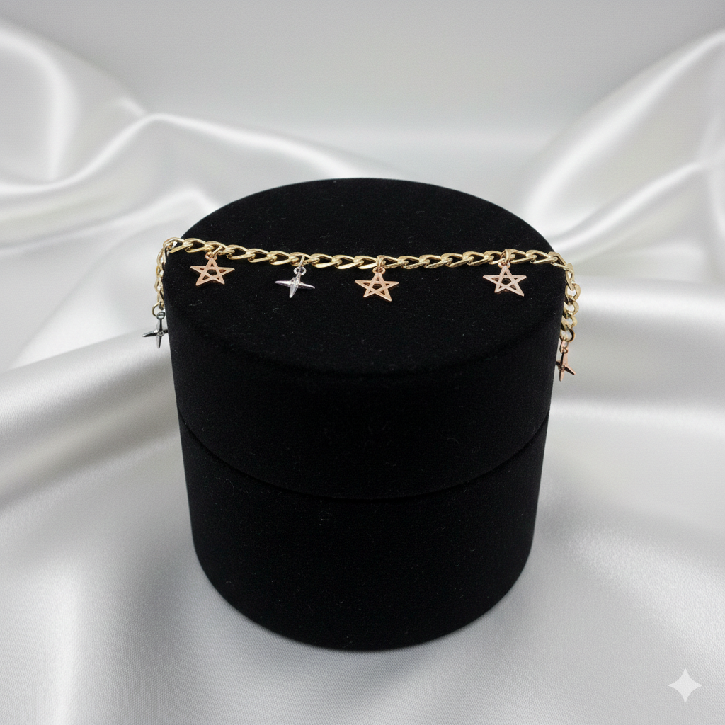 Elegantes Damen-Armband Mit Seestern- & Muschel-Anhänger Tricolor