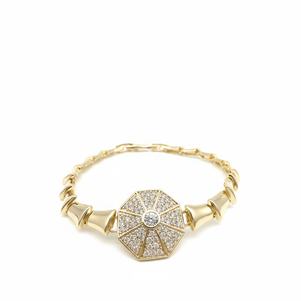 Elegantes Goldfarbenes Armband Mit Funkelndem Zirkonia-Element