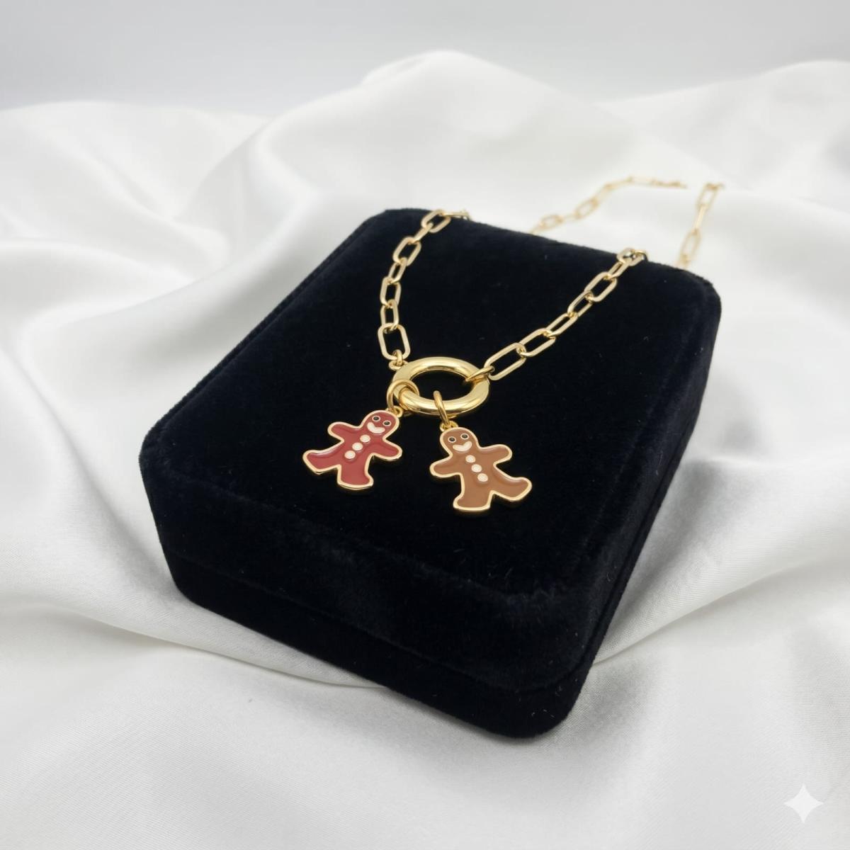 Goldenes Lebkuchenmännchen Schmuckset Mit Kette Und Ring