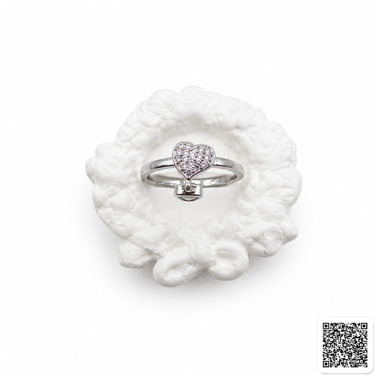 Herzring Mit Anhänger Silberfarben
