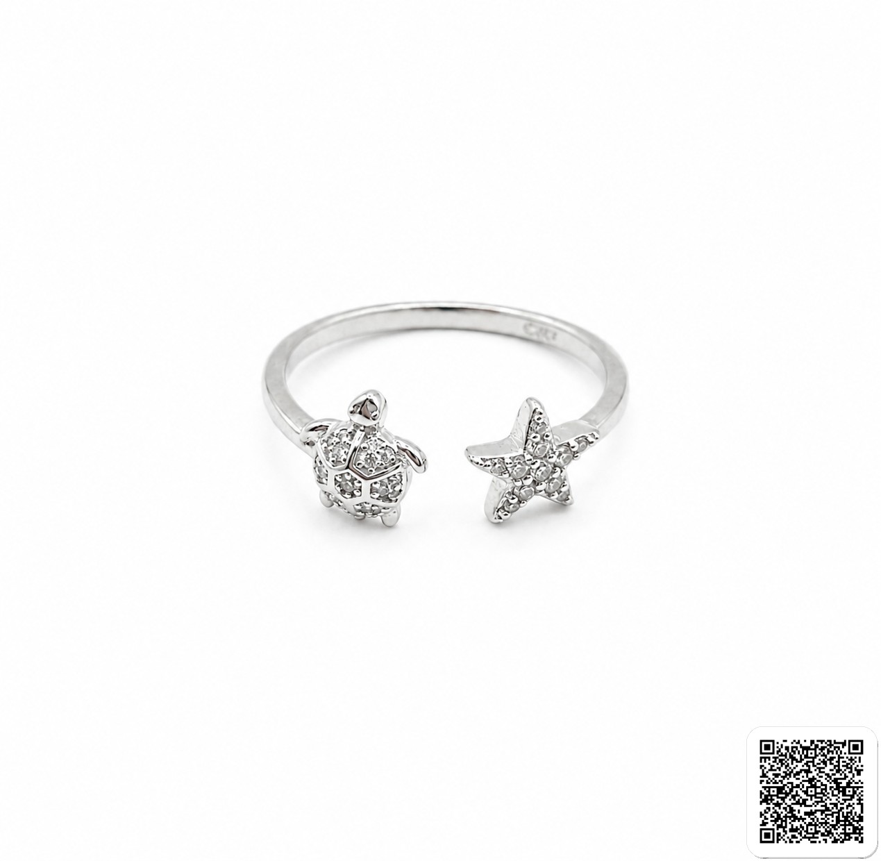 Eleganter Seestern &amp; Schildkröte Zirkonia Ring