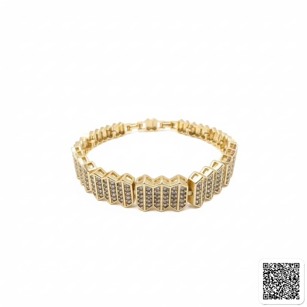 Goldener Geometrischer Armband Mit Zirkonia