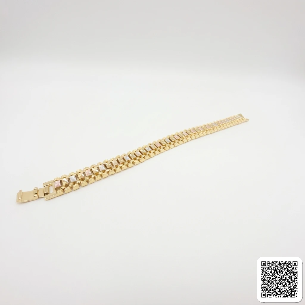 Vergoldetes Gliederarmband Mit Perlmutt-Details Elegantes Damen