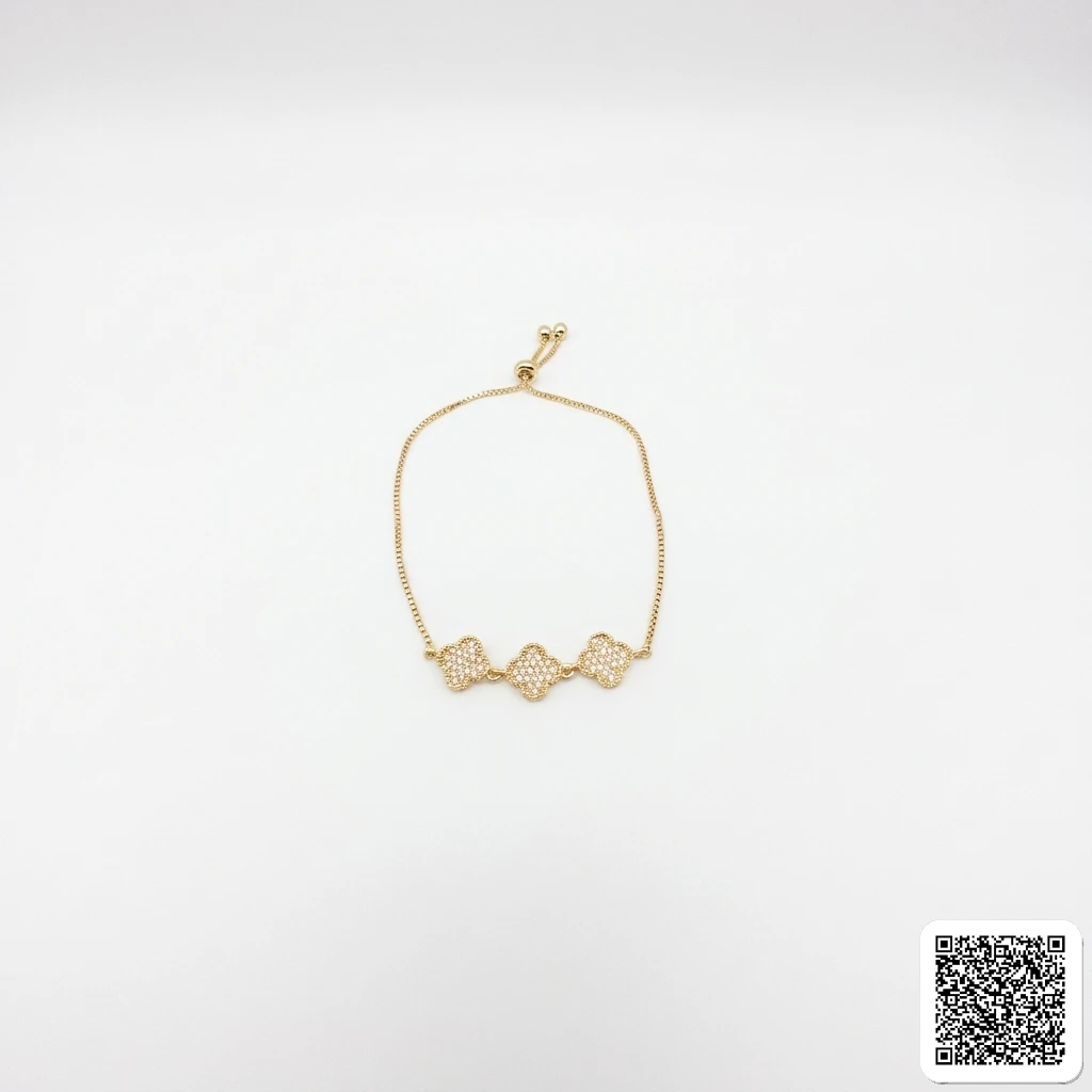 Vergoldetes Damen Armband Mit Zirkonia Kleeblatt Elegantes