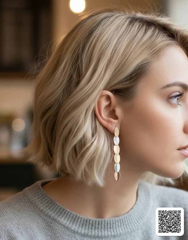 Goldene Mehrfarbige Hängeohrringe Elegante Damen Ohrhänger