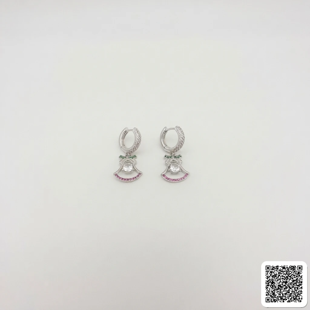Silberne Weihnachtsengel Ohrringe Mit Zirkonia & Rosa Details