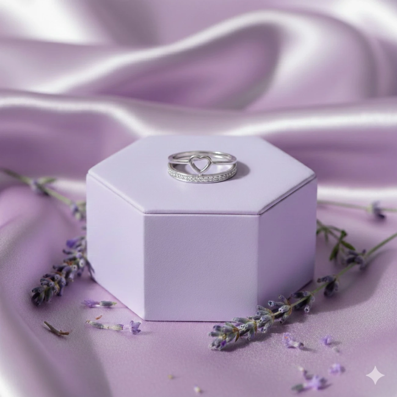 Eleganter Herz Ring Silber Mit Funkelndem Steinband