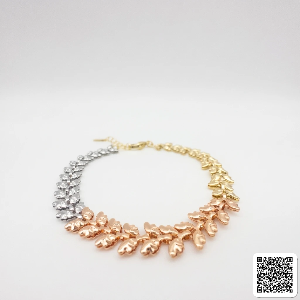 Elegantes Blatt-Armband In Tricolor-Design