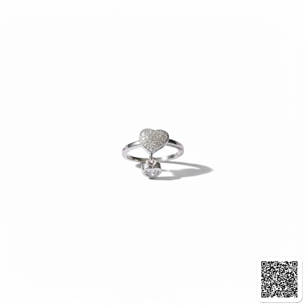 Herzring Mit Anhänger Silberfarben