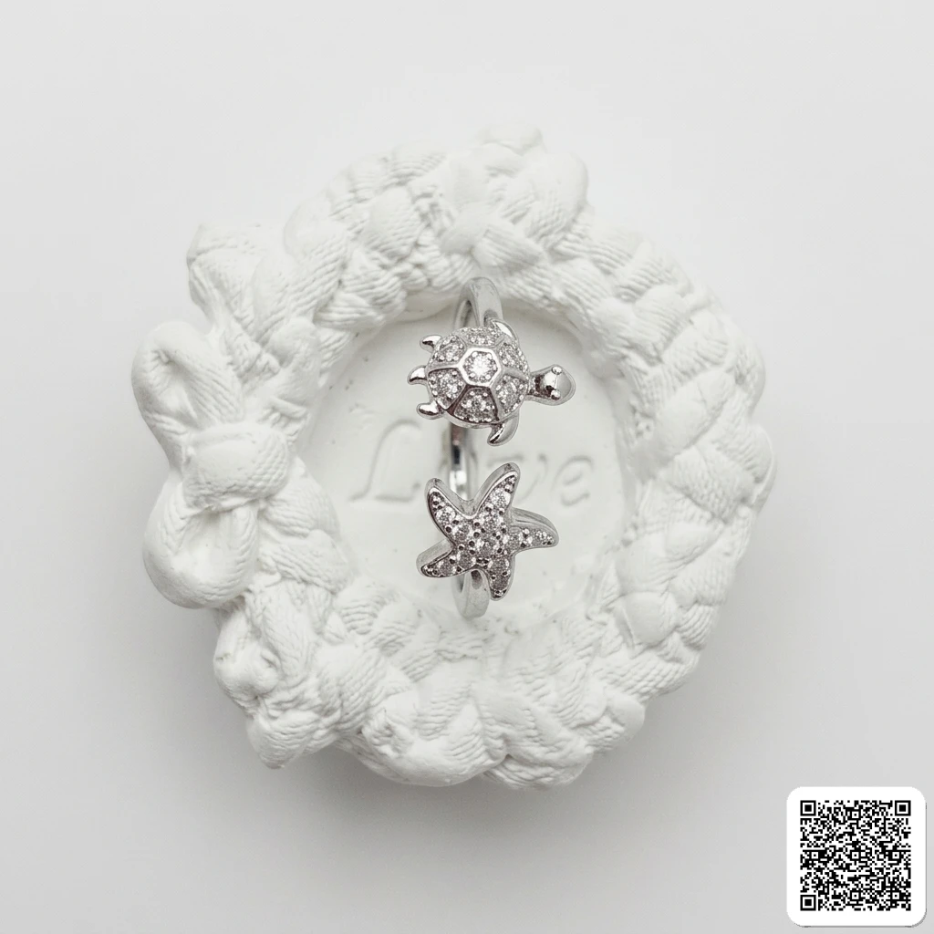 Eleganter Seestern & Schildkröte Zirkonia Ring