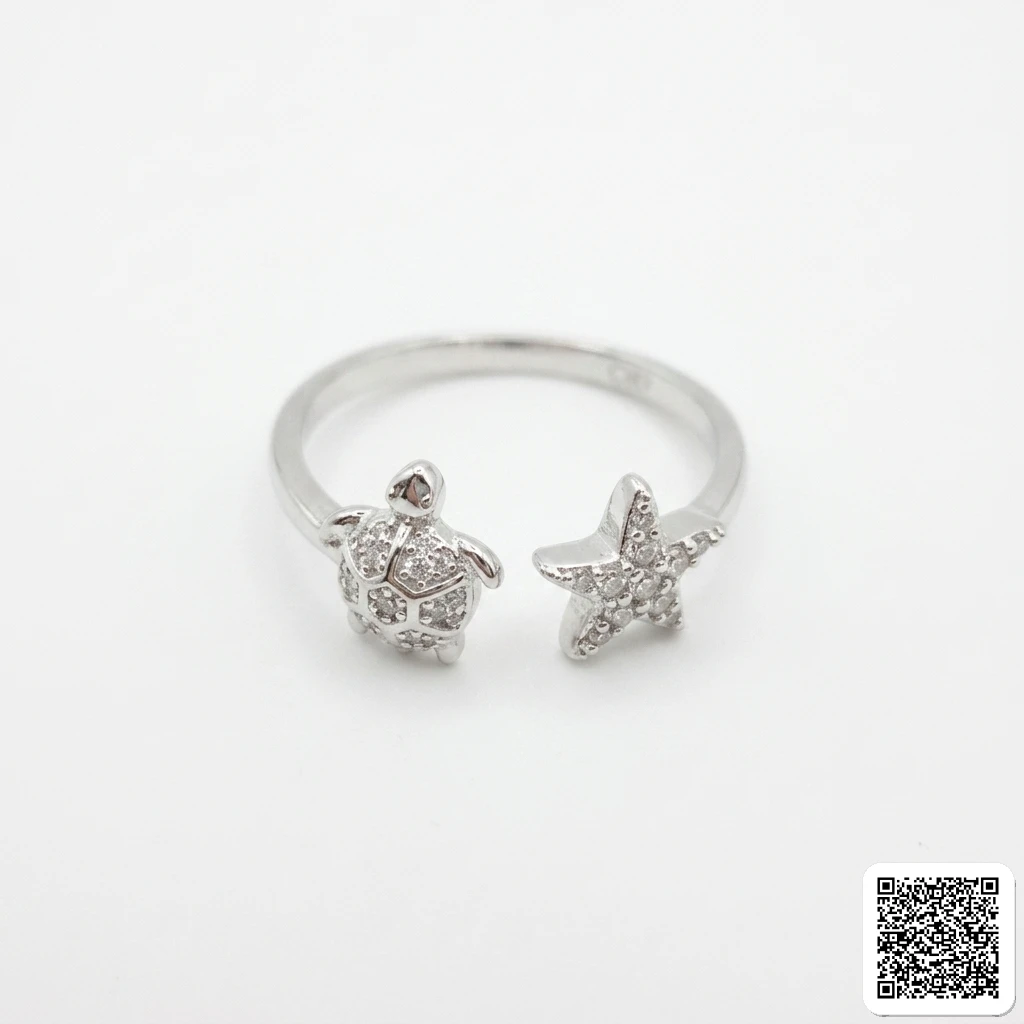 Eleganter Seestern & Schildkröte Zirkonia Ring
