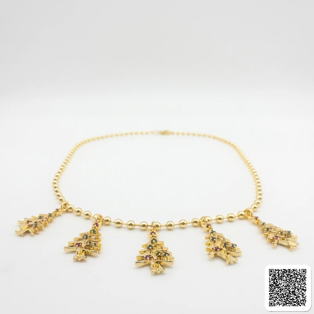 Elegantes Weihnachts-Schmuckset Mit Weihnachtsbaum-Halskette