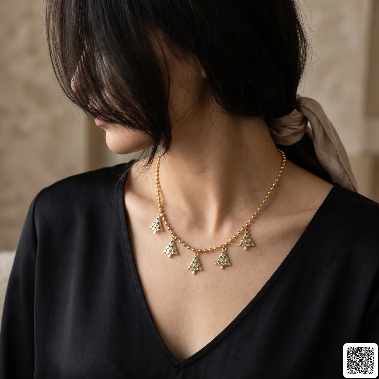 Elegante Weihnachtsbaum Halskette In Gold Damenkette Mit Fünf