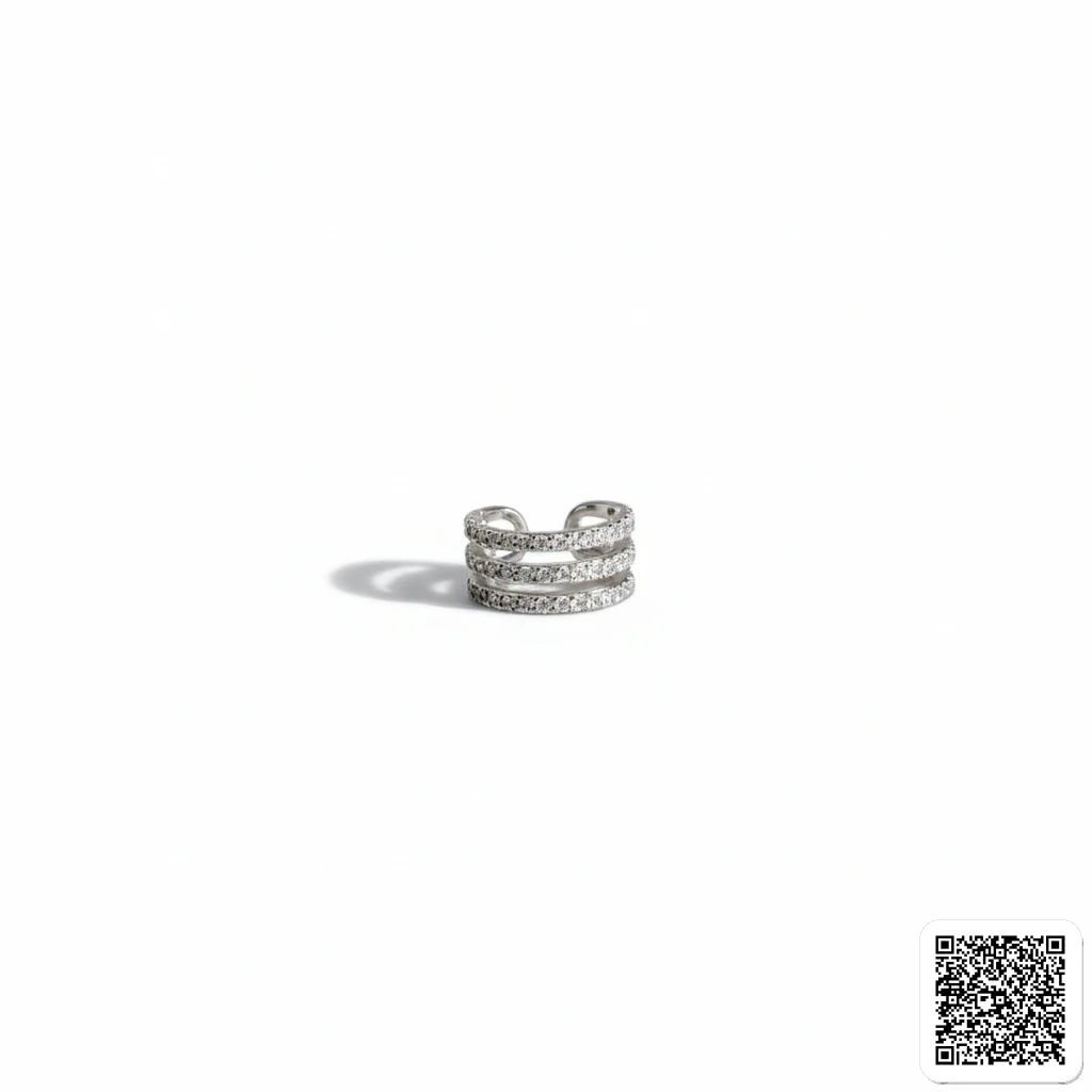 Ear Cuff Damen Silber Bunter Zirkonia Ohrschmuck