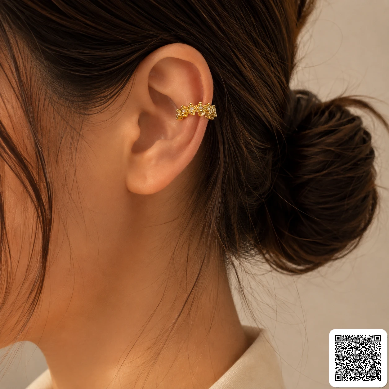 Ear Cuff Damen Gold Eleganter Zirkonia Ohrschmuck