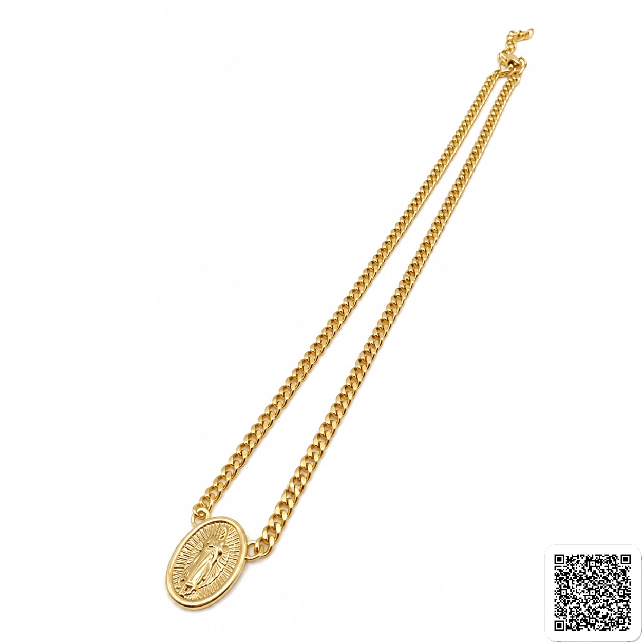 Goldfarbene Medaillon Halskette Mit Marienmotiv Religiöser Schmuck