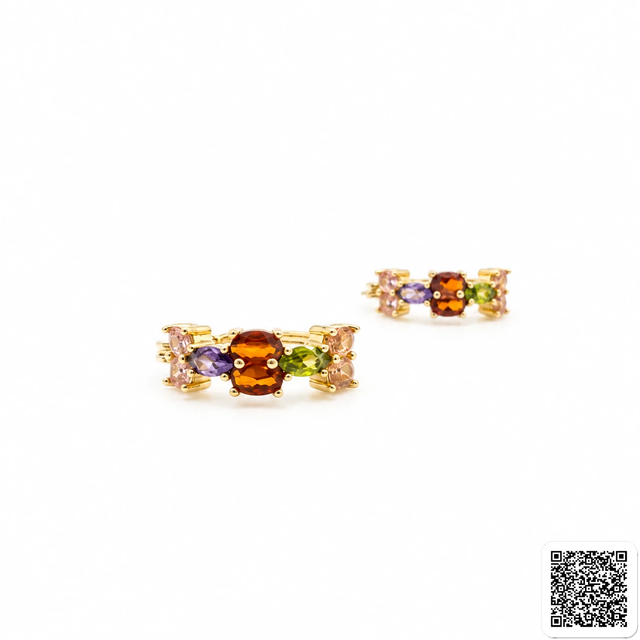 Creolen Damen Gold Bunte Zirkonia Ohrringe