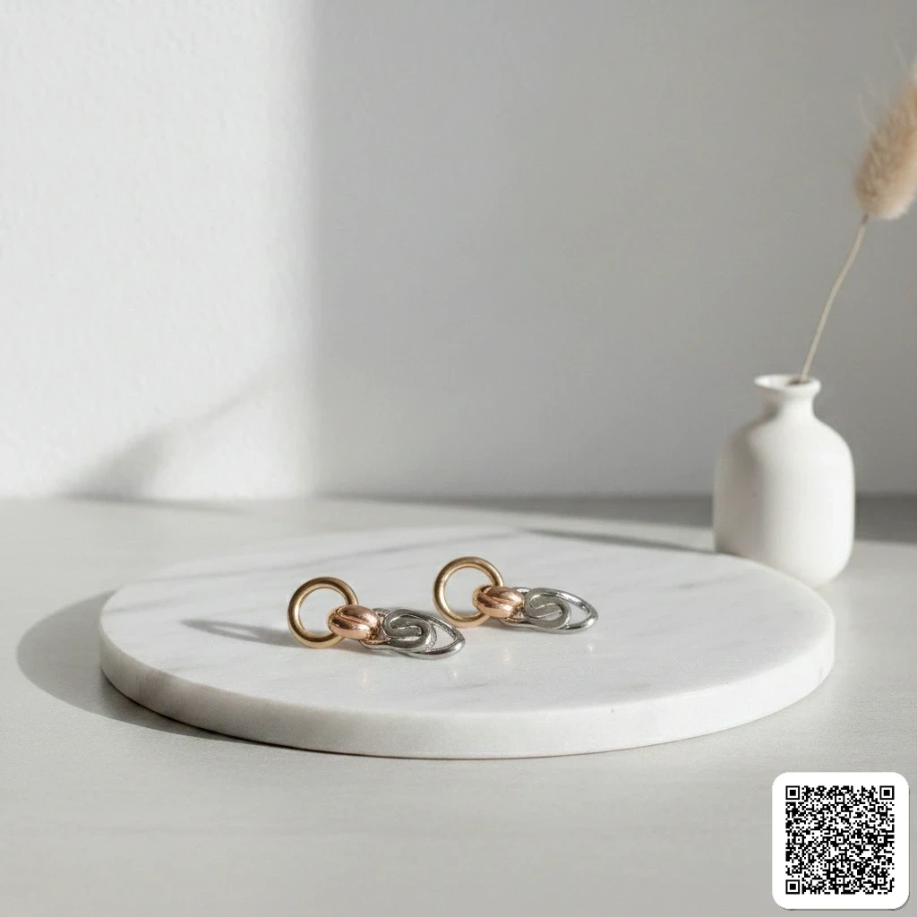 Bicolor Ohrstecker Damen Aus 925 Sterling Silber