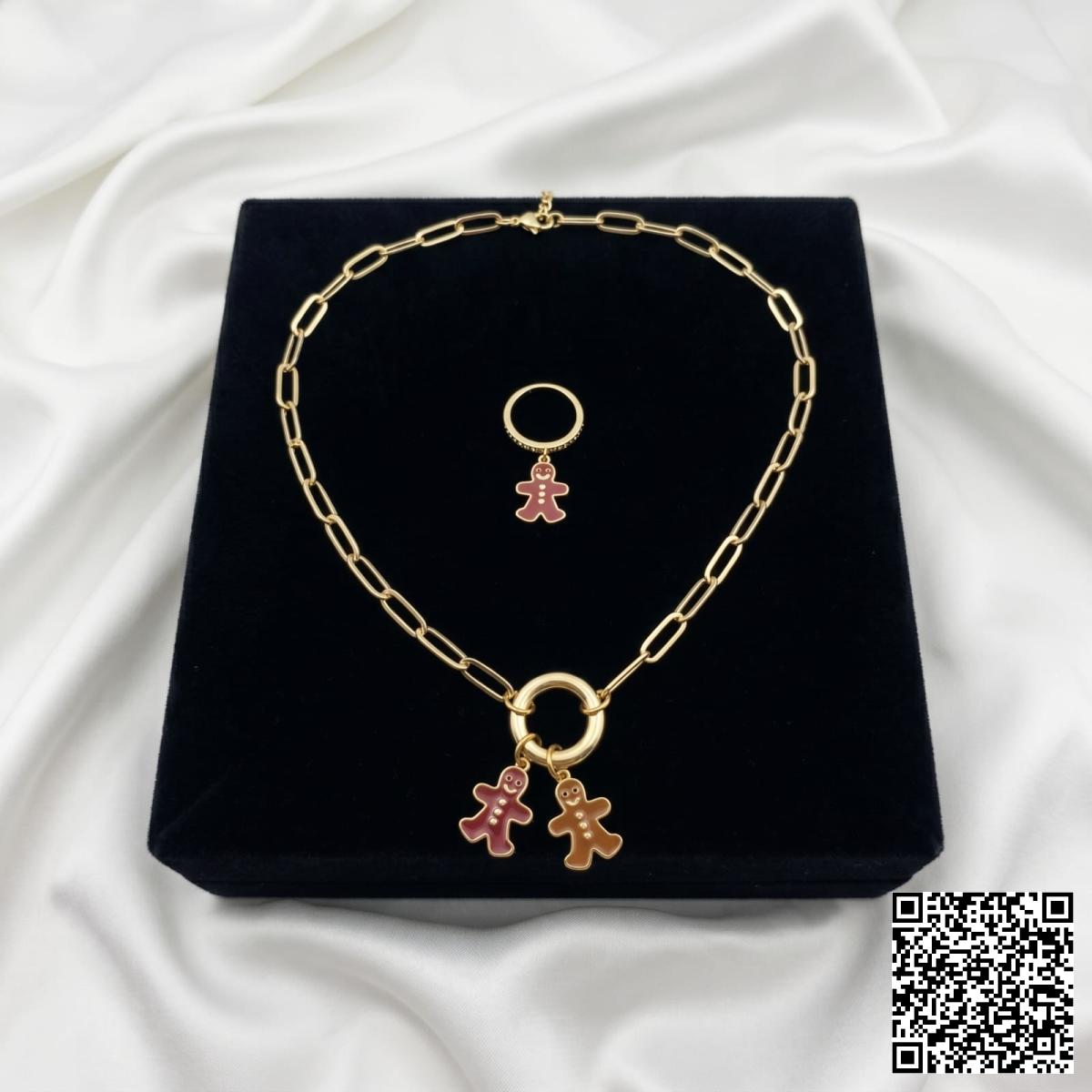 Goldenes Lebkuchenmännchen Schmuckset Mit Kette Und Ring