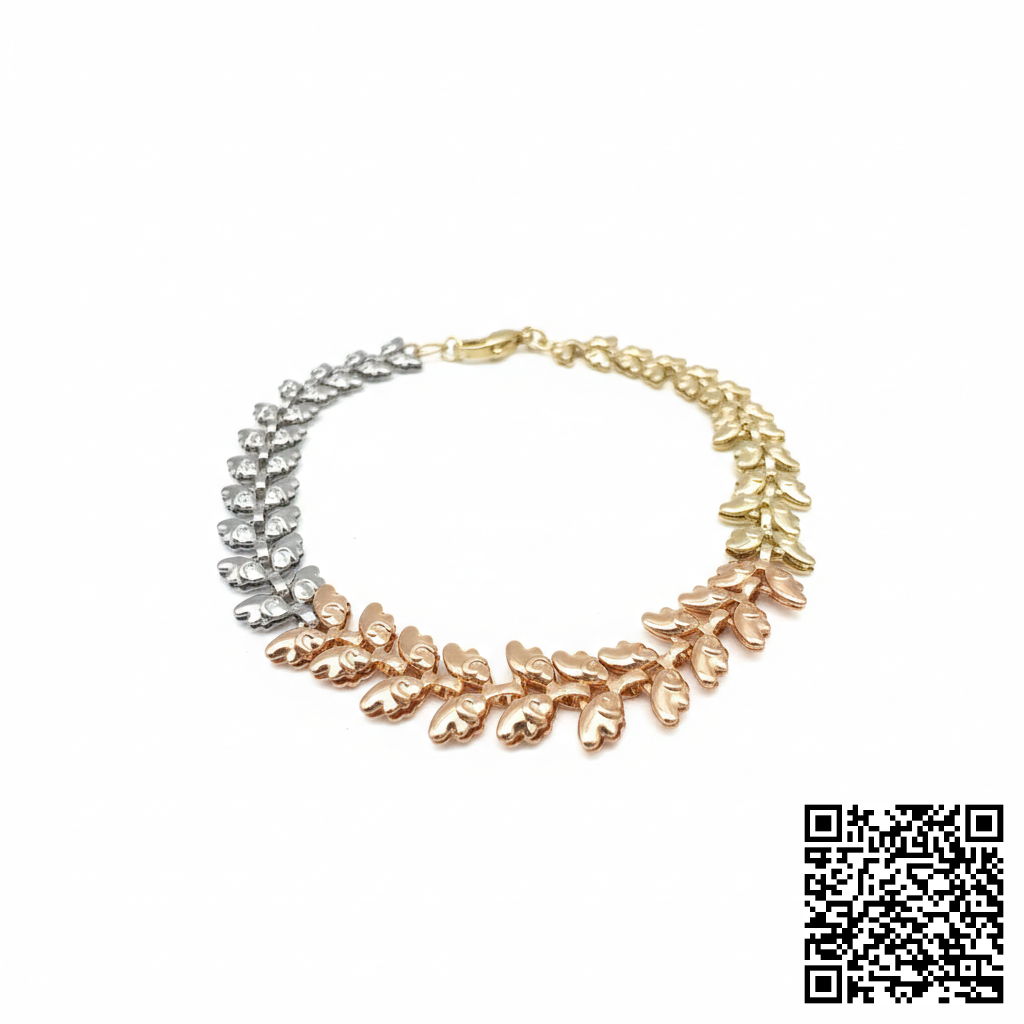 Elegantes Blatt-Armband In Tricolor-Design